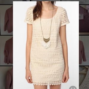 Staring at stars lace crochet mini dress cream M